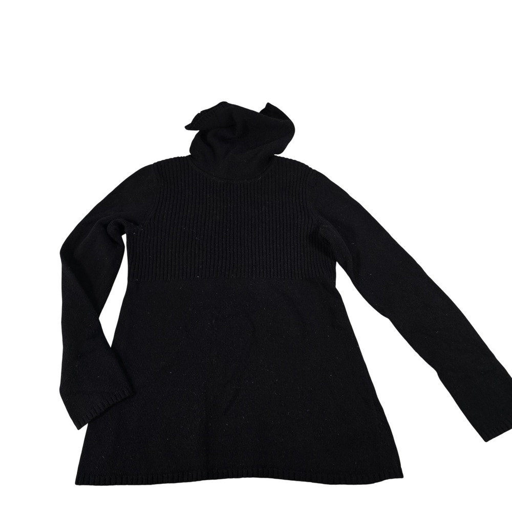 Banana Republic Luxury Cashmere‎ Blend Black Ribbed Turtleneck Sweater Small